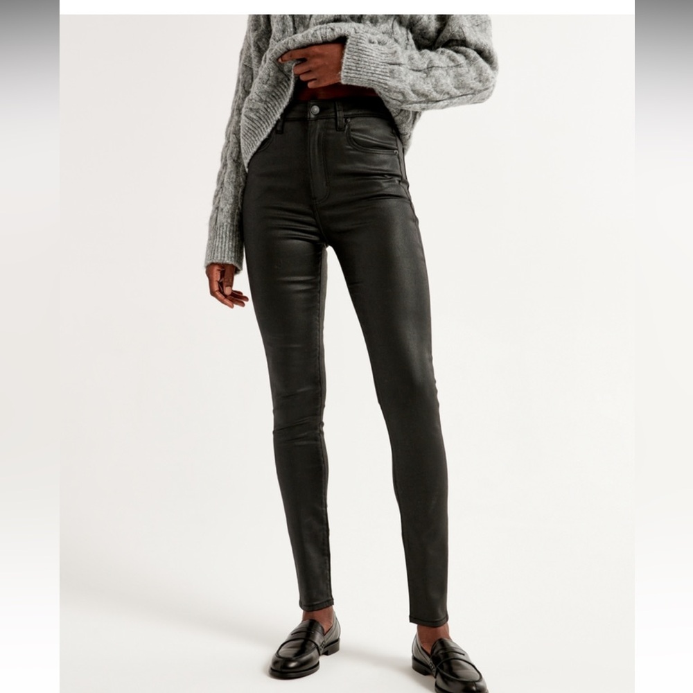 Black Coated Skinny Ankle High Rise Jean